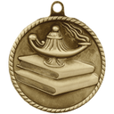 Antique Gold 2" Lamp of Knowledge High Relief Medal