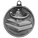 Antique Silver 2" Lamp of Knowledge High Relief Medal