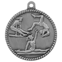 Antique Silver 2" Female Gymnastics High Relief Medal