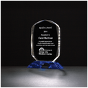 4 1/2" x 6 1/8" Diamond Series Clear Crystal Award with Cobalt Blue         Crystal Base