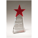 Red Crystal Star on Clear 4 1/8" x 9 1/8" Crystal Base