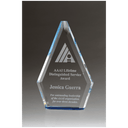 5 7/8" x 9" Flame Series Clear Crystal Award with Blue Accen               ted Bottom