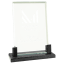 8" Rectangle Glass with Black Marble Base