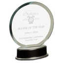 7 1/4" Jade Round Metro Glass with Silver and Black Piano Finish Base