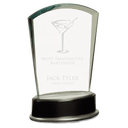 6 3/4" Jade Fan Metro Glass with Silver and Black Piano Finish Base