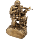 9 1/4" Antique Gold Military Resin Kneeling with Grass
