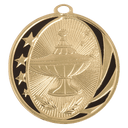 Bright Gold 2" Lamp of Knowledge Laserable MidNite Star Medal