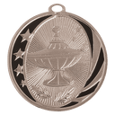 Bright Silver 2" Lamp of Knowledge Laserable MidNite Star Medal