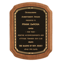 10 1/2" x 13" Coventry Series American Walnut Plaque with Gold Border Laserable Black Brass Plate