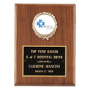 6" x 8" American Walnut Plaque with Gold Border Black Laserable Brass Plate and 2" Insert Holder- Witney Series (2" Inserts Sold Seperately)