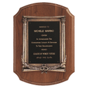 Walnut Notch Corner Plaque w/Antique Bronze Frame/Black Brass 11" x 15" American Plate