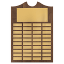 Walnut 40 Plate Perpetual Plaque with Brushed Brass 14" x 20"/Plates 7/8" x 2 3/4" American Plates
