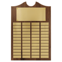 Walnut 48 Plate Perpetual Plaque with Brushed Brass 14" x 20"/Plates 7/8" x 2 3/4" American Plates