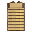 Walnut 60 Plate Perpetual Plaque with Brushed Brass 14" x 25"/Plates 7/8" x 2 3/4" American Plates