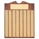 Walnut 72 Plate Perpetual Plaque with Brushed Brass 14" x 25"/Plates 7/8" x 2 3/4" American Plates