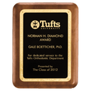 8" x 10 1/2" American Walnut Plaque with Textured Black LaserFX Plate with Gold Florentine Border