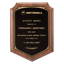 Walnut Plaque with Gold Border Laserable Black Brass 11" x 15" American Plate