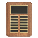 9" x 12" /Plates 7/8" x 2 3/4" American Walnut 12 Plate Perpetual Plaque with Black Brass Header Plate
