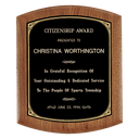 8 1/2" x 10" Coventry Series American Walnut Plaque with Gold Border Black Laserable Brass Plate