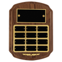 9" x 12"/Plates 1" x 2" American Walnut 12 Plate Perpetual Plaque with Black Brass Plates/Gold Trim