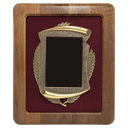 Walnut Frame w/Maroon Velour Back/Bronze Finish Frame/Black Brass 14" x 17" American Plate