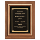 13" x 16" American Walnut Framed Plaque w/Gold Trim & Black Velour Back, Black Brass Plate