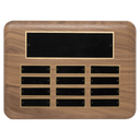 9" x 12"/Plates 7/8" x 2 3/4" American Walnut 12 Plate Perpetual Plaque with Black Brass Plated Steel Plates