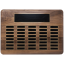Walnut 40 Plate Perpetual Plaque with Black Brass 15" x 21"/Plates 7/8" x 2 3/4" American Plated Steel Plates