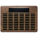 Walnut 60 Plate Perpetual Plaque with Black Brass 15" x 21"/Plates 7/8" x 2 3/4" American Plated Steel Plates