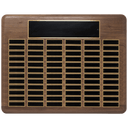 Walnut 80 Plate Perpetual Plaque with Black Brass 22" x 30"/Plates 7/8" x 2 3/4" American Plated Steel Plates