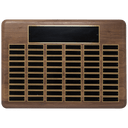 Walnut 96 Plate Perpetual Plaque with Black Brass 22" x 30"/Plates 7/8" x 2 3/4" American Plated Steel Plates