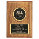 Jewelers Black Laserable Black Plate and 2 1/2" Disc on an American Walnut Plaque- Sheffield Series