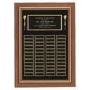 Walnut 36 Plate Perpetual Plaque with Black Brass 18" x 25"/Plates 7/8" x 2 3/4" American Plates