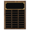 12" x 15"/Plates 1" x 3 1/4"American Walnut 24 Plate Perpetual Plaque with Black Brass Plates
