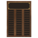 14" x 20"/Plates 1" x 3 1/4" American Walnut 36 Plate Perpetual Plaque with Black Brass Plates