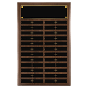 Walnut 48 Plate Perpetual Plaque with Black Brass 16" x 24"/Plates 1" x 3 1/4" American Plates