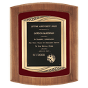 Walnut Frame with Maroon Velour Background and Black Laser Engravable Plate in an Antique Bronze 14" x 17" American Finished Frame Casting