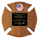 10" x 10" American Walnut Maltese Cross Plaque w/Black Brass Plate and 2" Insert (sold separately)