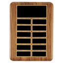 11" x 15"/Plates 1 1/2" x 3 3/4" American Walnut 12 Plate Perpetual Plaque with Black Brass Header Plate