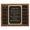 12" x 15"/Plates 1 1/2" x 3" American Walnut 12 Plate Perpetual Plaque with Black Brass Plates