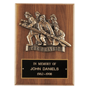 Walnut Plaque, Bronze Cast Fire Department "Bravest" with Black Brass 9" x 12" American Plate