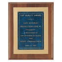 12" x 15" American Walnut Step Edge Plaque with Sapphire Marble Gold Framed LaserFX Plate