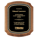 Walnut Plaque with Black/Gold Florentine Border Textured Black 7" x 8" American Plate