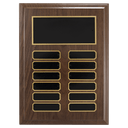 9" x 12"/Plates 7/8" x 2 3/4" Walnut Step-Edge 12 Plate Perpetual Plaque with Black Brass Plate