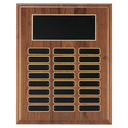 12" x 15" Walnut Step-Edge 24 Plate Perpetual Plaque with Black Brass Plate