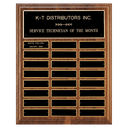 12" x 15"/Plates 1" x 3 1/4" Walnut Step-Edge 24 Plate Perpetual Plaque with Black Brass Plate