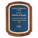 8" x 10 1/2" Coventry Series American Walnut Plaque with Gold Border Sapphire LaserFX Plate