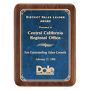 Walnut Plaque with Gold 8" x 10 1/2" American Border Sapphire Marble LaserFX Plate