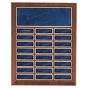 12" x 15"/Plates 1" x 3 1/4" American Walnut 24 Plate Perpetual Plaque with Sapphire Marble Brass Plates