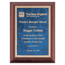 Cherry Finish Plaque with Sapphire Marble Gold 8" x 10" Hand Rubbed Border LaserFX Plate